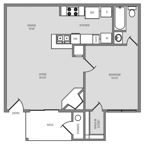 one bedroom one bathroom floor plan pearland apartment community